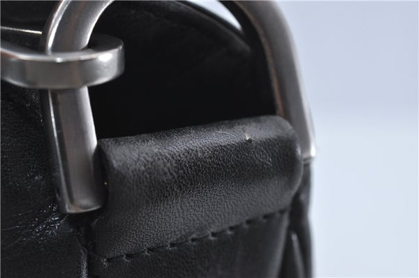 Authentic GUCCI Bamboo 2Way Shoulder Cross Body Bag Leather 0011577 Black J4186