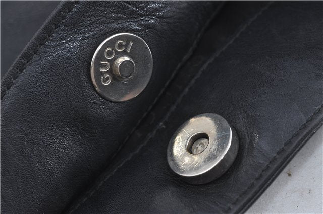 Authentic GUCCI Bamboo 2Way Shoulder Cross Body Bag Leather 0011577 Black J4186