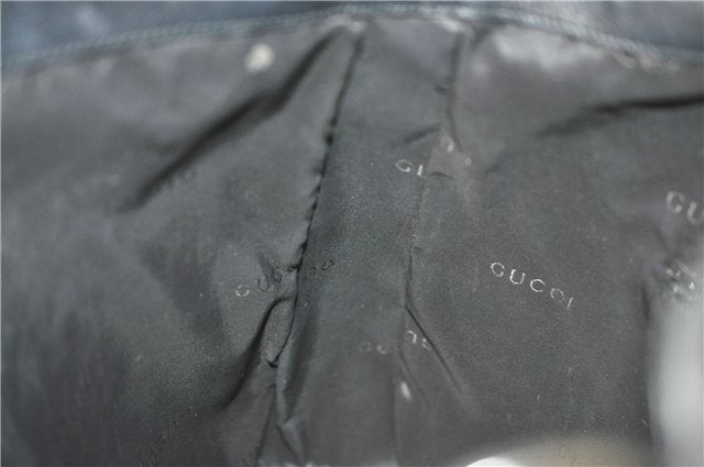 Authentic GUCCI Bamboo 2Way Shoulder Cross Body Bag Leather 0011577 Black J4186