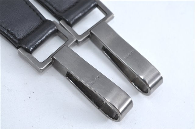 Authentic GUCCI Bamboo 2Way Shoulder Cross Body Bag Leather 0011577 Black J4186