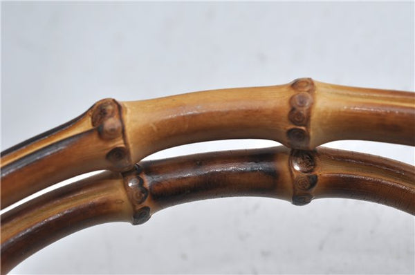 Authentic GUCCI Bamboo Hand Shoulder Bag Purse Nylon Leather Black J4188