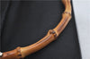 Authentic GUCCI Bamboo Hand Shoulder Bag Purse Nylon Leather Black J4188