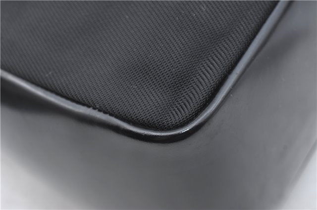 Authentic GUCCI Bamboo Hand Shoulder Bag Purse Nylon Leather Black J4188