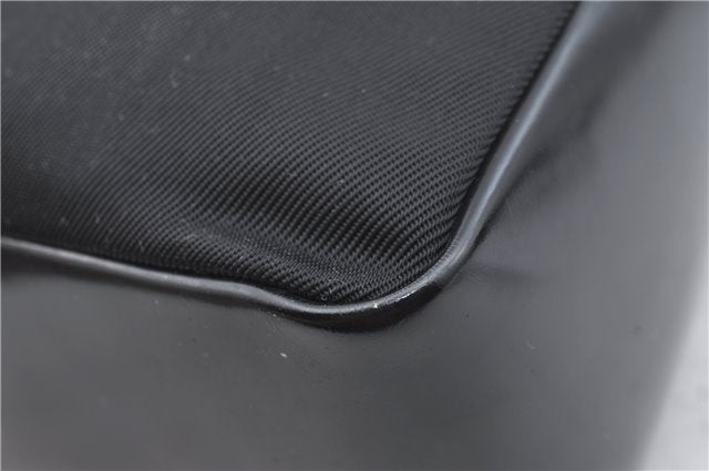 Authentic GUCCI Bamboo Hand Shoulder Bag Purse Nylon Leather Black J4188