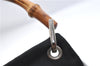 Authentic GUCCI Bamboo Hand Shoulder Bag Purse Nylon Leather Black J4188