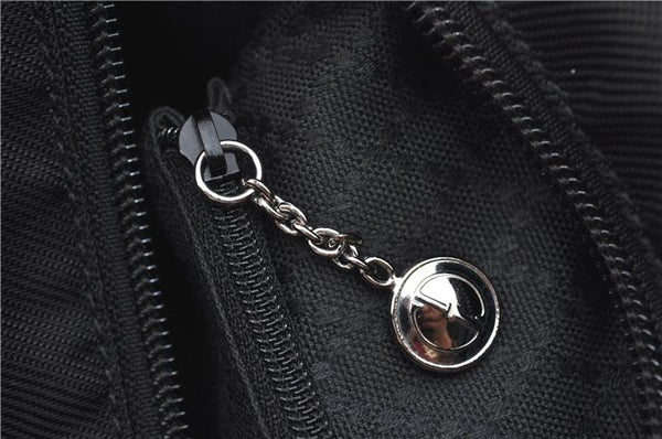 Authentic GUCCI Bamboo Hand Shoulder Bag Purse Nylon Leather Black J4188