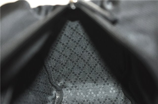 Authentic GUCCI Bamboo Hand Shoulder Bag Purse Nylon Leather Black J4188