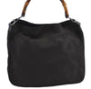 Authentic GUCCI Bamboo 2Way Hand Shoulder Bag Nylon Leather Brown J4189