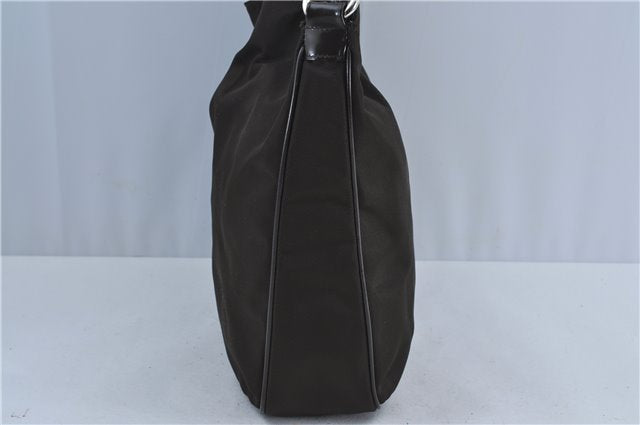 Authentic GUCCI Bamboo 2Way Hand Shoulder Bag Nylon Leather Brown J4189