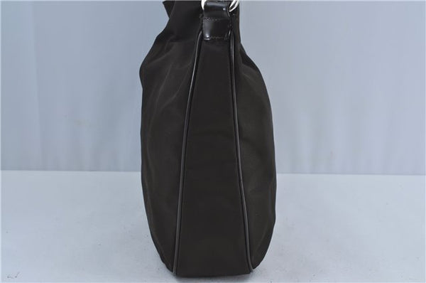 Authentic GUCCI Bamboo 2Way Hand Shoulder Bag Nylon Leather Brown J4189