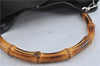 Authentic GUCCI Bamboo 2Way Hand Shoulder Bag Nylon Leather Brown J4189