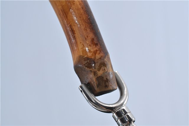 Authentic GUCCI Bamboo 2Way Hand Shoulder Bag Nylon Leather Brown J4189