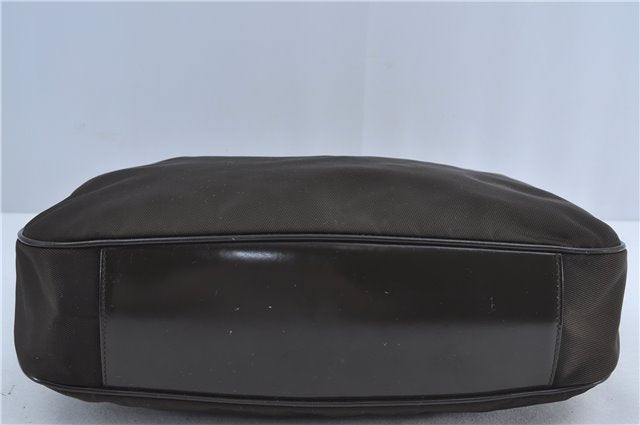 Authentic GUCCI Bamboo 2Way Hand Shoulder Bag Nylon Leather Brown J4189