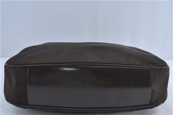 Authentic GUCCI Bamboo 2Way Hand Shoulder Bag Nylon Leather Brown J4189