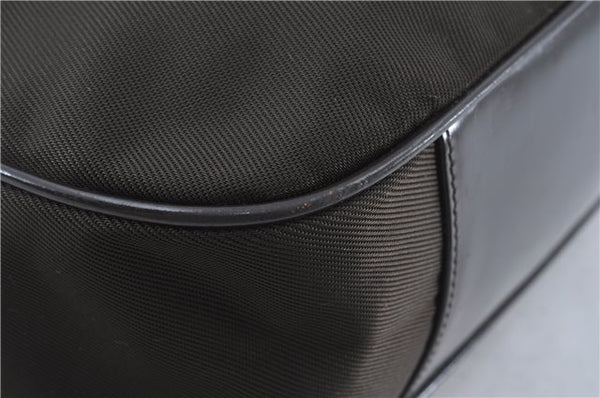 Authentic GUCCI Bamboo 2Way Hand Shoulder Bag Nylon Leather Brown J4189