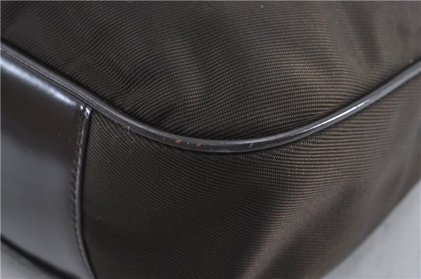 Authentic GUCCI Bamboo 2Way Hand Shoulder Bag Nylon Leather Brown J4189