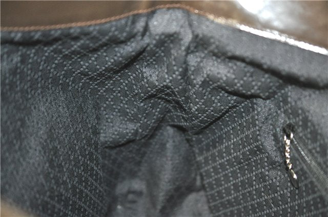 Authentic GUCCI Bamboo 2Way Hand Shoulder Bag Nylon Leather Brown J4189