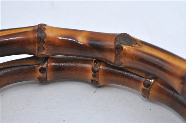 Authentic GUCCI Bamboo 2Way Shoulder Hand Bag Purse Nylon Leather Black J4197