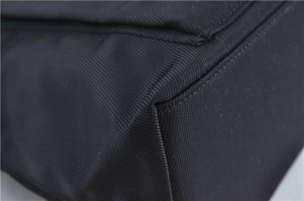 Authentic GUCCI Bamboo 2Way Shoulder Hand Bag Purse Nylon Leather Black J4197