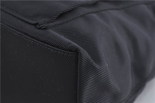 Authentic GUCCI Bamboo 2Way Shoulder Hand Bag Purse Nylon Leather Black J4197