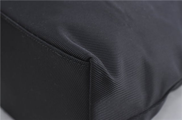 Authentic GUCCI Bamboo 2Way Shoulder Hand Bag Purse Nylon Leather Black J4197