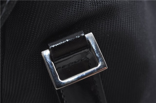 Authentic GUCCI Bamboo 2Way Shoulder Hand Bag Purse Nylon Leather Black J4197