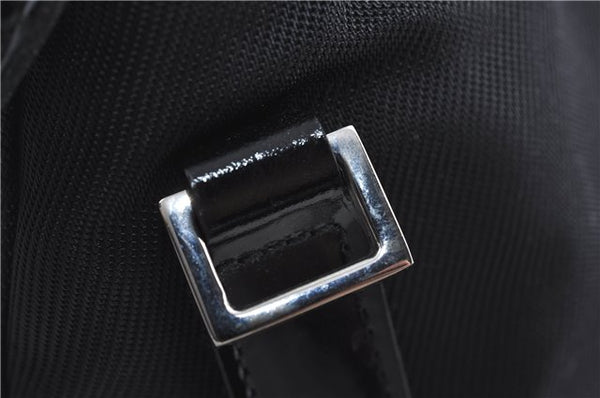 Authentic GUCCI Bamboo 2Way Shoulder Hand Bag Purse Nylon Leather Black J4197