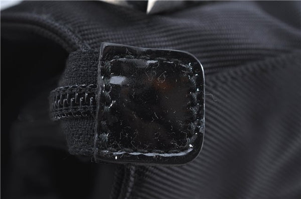 Authentic GUCCI Bamboo 2Way Shoulder Hand Bag Purse Nylon Leather Black J4197