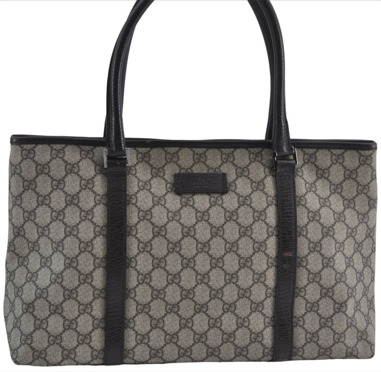 Authentic GUCCI GG Supreme Shoulder Tote Bag PVC Leather 114595 Brown J4223