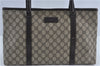 Authentic GUCCI GG Supreme Shoulder Tote Bag PVC Leather 114595 Brown J4223