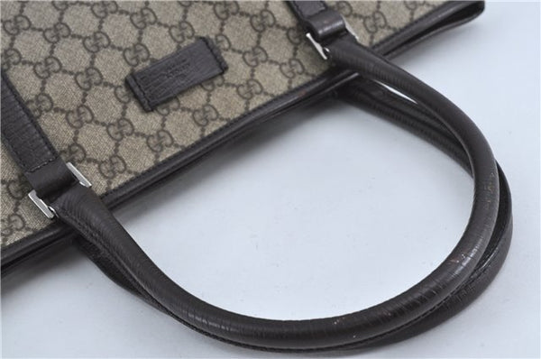 Authentic GUCCI GG Supreme Shoulder Tote Bag PVC Leather 114595 Brown J4223