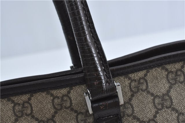 Authentic GUCCI GG Supreme Shoulder Tote Bag PVC Leather 114595 Brown J4223