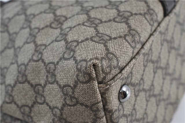 Authentic GUCCI GG Supreme Shoulder Tote Bag PVC Leather 114595 Brown J4223