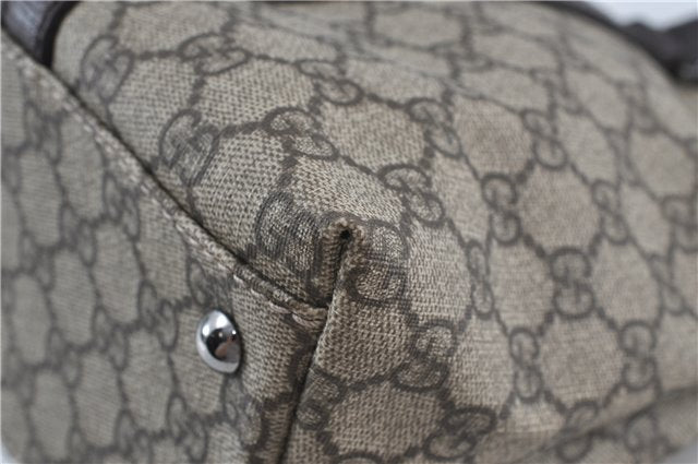 Authentic GUCCI GG Supreme Shoulder Tote Bag PVC Leather 114595 Brown J4223