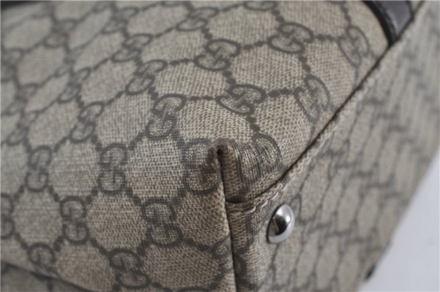 Authentic GUCCI GG Supreme Shoulder Tote Bag PVC Leather 114595 Brown J4223