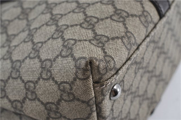 Authentic GUCCI GG Supreme Shoulder Tote Bag PVC Leather 114595 Brown J4223