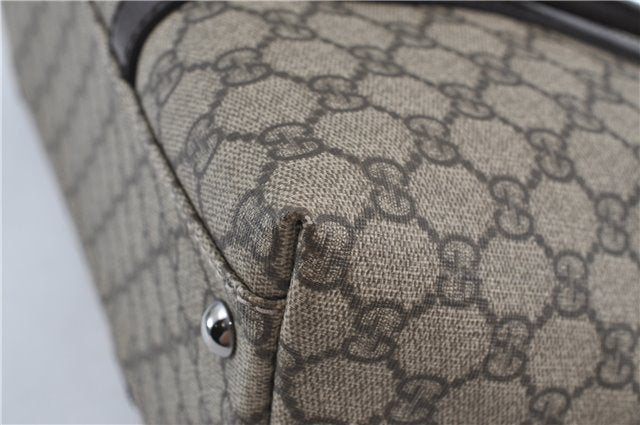 Authentic GUCCI GG Supreme Shoulder Tote Bag PVC Leather 114595 Brown J4223