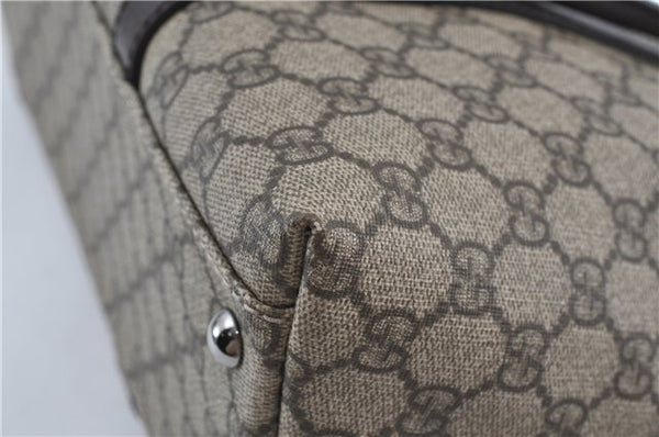 Authentic GUCCI GG Supreme Shoulder Tote Bag PVC Leather 114595 Brown J4223