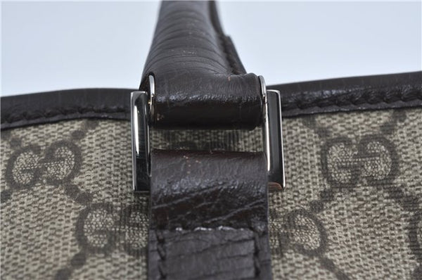 Authentic GUCCI GG Supreme Shoulder Tote Bag PVC Leather 114595 Brown J4223