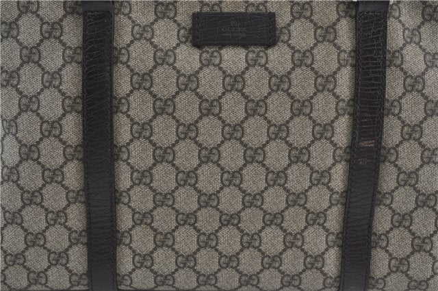 Authentic GUCCI GG Supreme Shoulder Tote Bag PVC Leather 114595 Brown J4223