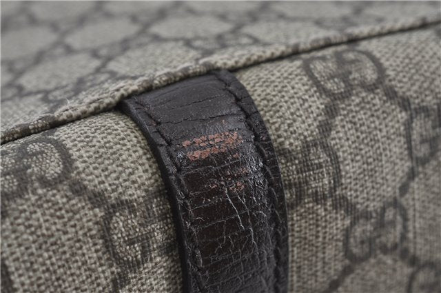 Authentic GUCCI GG Supreme Shoulder Tote Bag PVC Leather 114595 Brown J4223