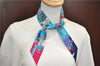 Authentic HERMES Twilly "MAISON DES CARRES" Scarf Silk Blue Box J4229