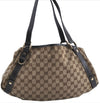 Authentic GUCCI Abbey Shoulder Tote Bag GG Canvas Leather 130736 Brown J4233