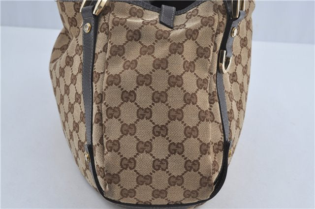 Authentic GUCCI Abbey Shoulder Tote Bag GG Canvas Leather 130736 Brown J4233