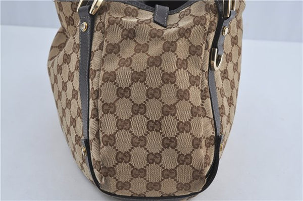Authentic GUCCI Abbey Shoulder Tote Bag GG Canvas Leather 130736 Brown J4233