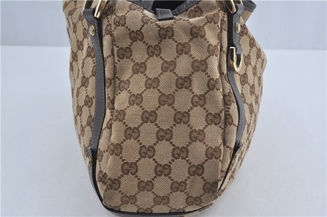 Authentic GUCCI Abbey Shoulder Tote Bag GG Canvas Leather 130736 Brown J4233
