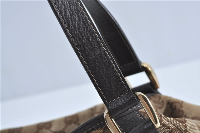 Authentic GUCCI Abbey Shoulder Tote Bag GG Canvas Leather 130736 Brown J4233