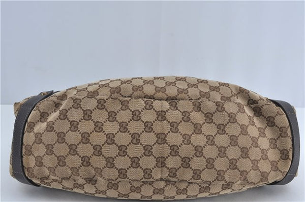 Authentic GUCCI Abbey Shoulder Tote Bag GG Canvas Leather 130736 Brown J4233