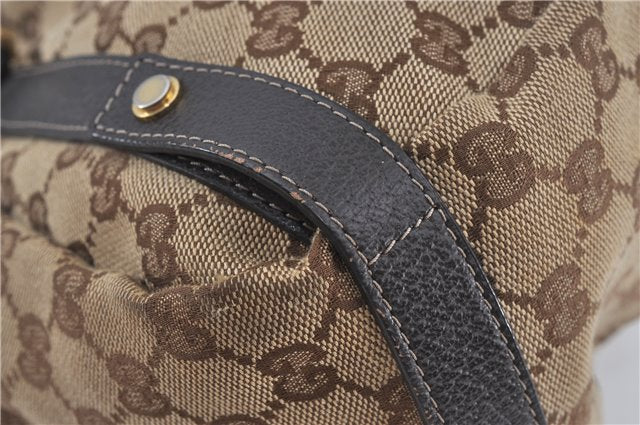 Authentic GUCCI Abbey Shoulder Tote Bag GG Canvas Leather 130736 Brown J4233