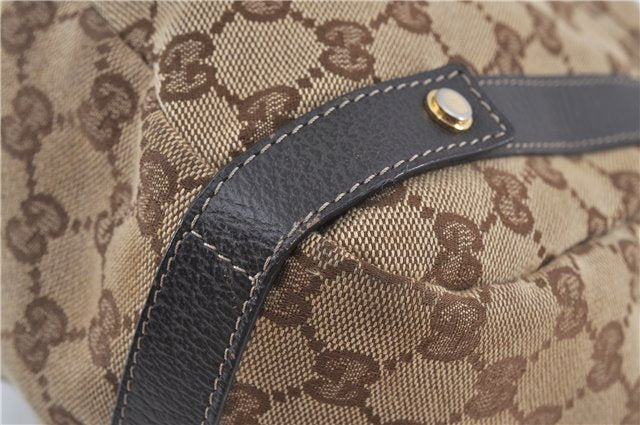 Authentic GUCCI Abbey Shoulder Tote Bag GG Canvas Leather 130736 Brown J4233